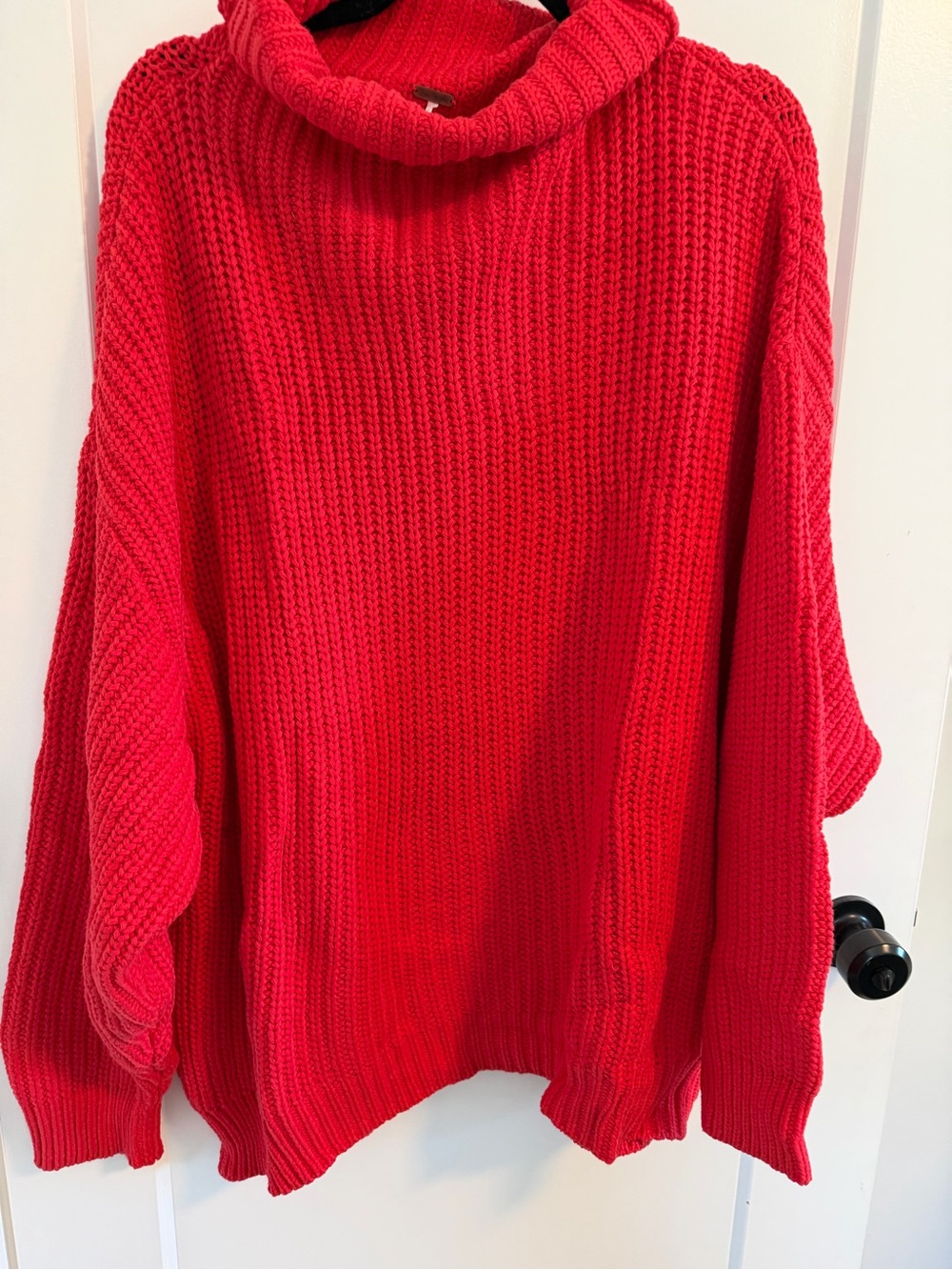 FREE PEOPLE Oversized Red Turtleneck Knit Sweater - Women